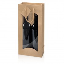 2er - Geschenktragetasche mit Fenster - Kraftpapier
