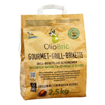 OlioBric - ökologische Grill-Briketts aus Olivenkernen für Gourmets